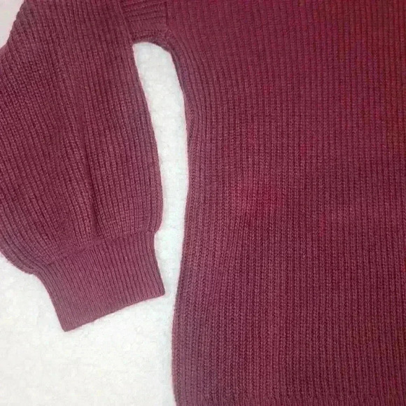 Talbots Plus Sweater Womens X Shaker Stitch Split Neck Shiraz Red Wine Burgundy - Picture 3 of 10